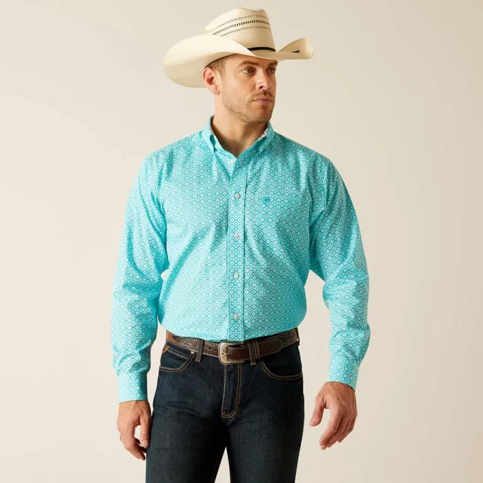 Men Button Down Shirts Ariat Wrinkle Free Stanley Classic Fit Shirt Peacock Blue Men Button Down Shirts Ariat Wrinkle Free Stanley Classic Fit Shirt Peacock Blue