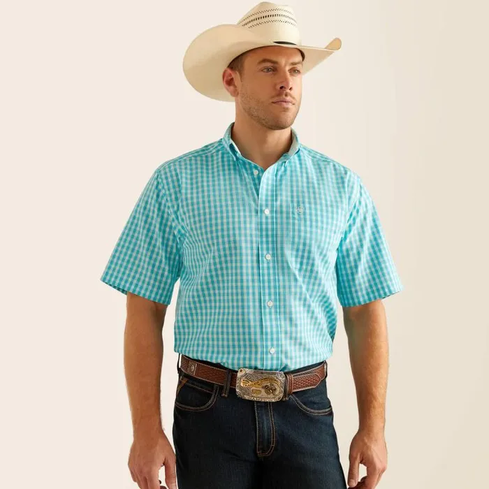 Men Button Down Shirts Ariat Wrinkle Free Sterling Classic Fit Shirt Blue Radiance Men Button Down Shirts Ariat Wrinkle Free Sterling Classic Fit Shirt Blue Radiance