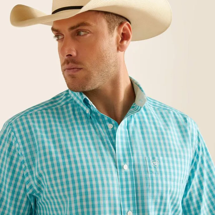Men Button Down Shirts Ariat Wrinkle Free Sterling Classic Fit Shirt Blue Radiance Men Button Down Shirts Ariat Wrinkle Free Sterling Classic Fit Shirt Blue Radiance