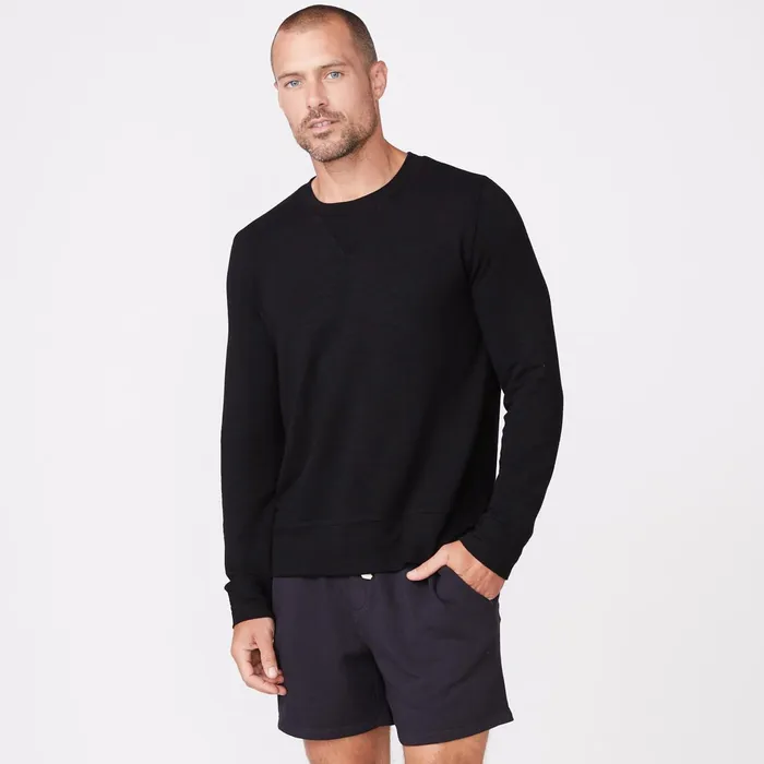 Men Classics MONROW Supersoft Crew Neck Sweatshirt Black