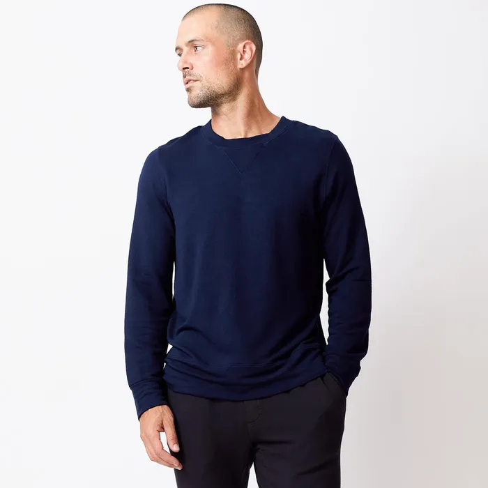 Men Classics MONROW Supersoft Crew Neck Sweatshirt Classic Navy