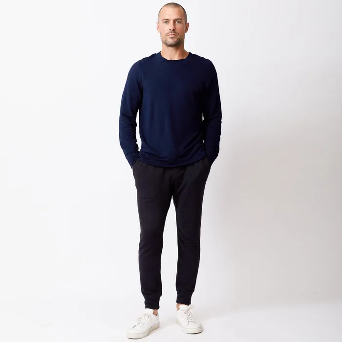 Men Classics MONROW Supersoft Crew Neck Sweatshirt Classic Navy