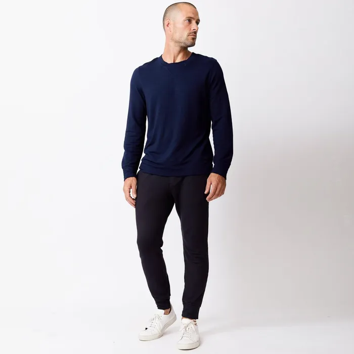 Men Classics MONROW Supersoft Crew Neck Sweatshirt Classic Navy