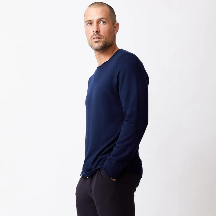 Men Classics MONROW Supersoft Crew Neck Sweatshirt Classic Navy