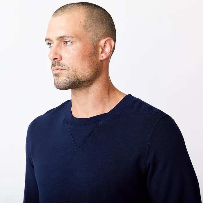 Men Classics MONROW Supersoft Crew Neck Sweatshirt Classic Navy