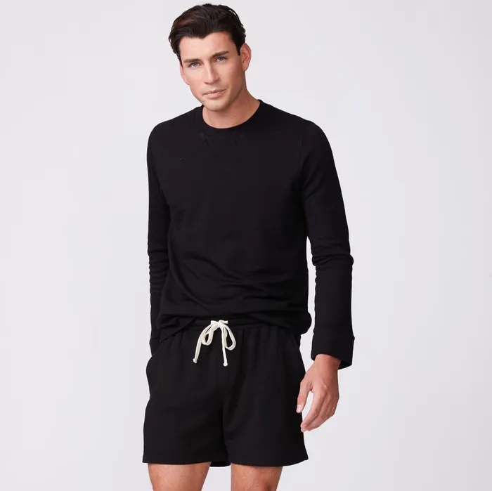 Men Classics MONROW Supersoft Fleece Crew Neck Sweatshirt Black
