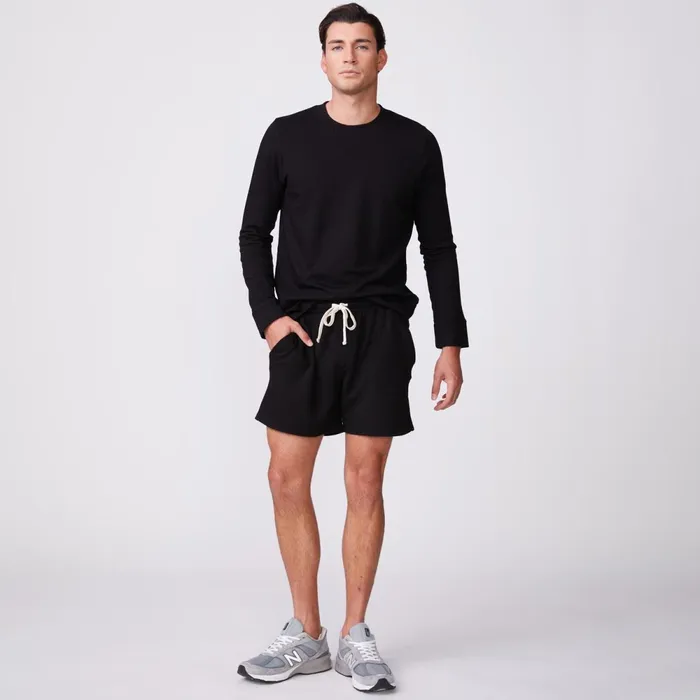 Men Classics MONROW Supersoft Fleece Crew Neck Sweatshirt Black
