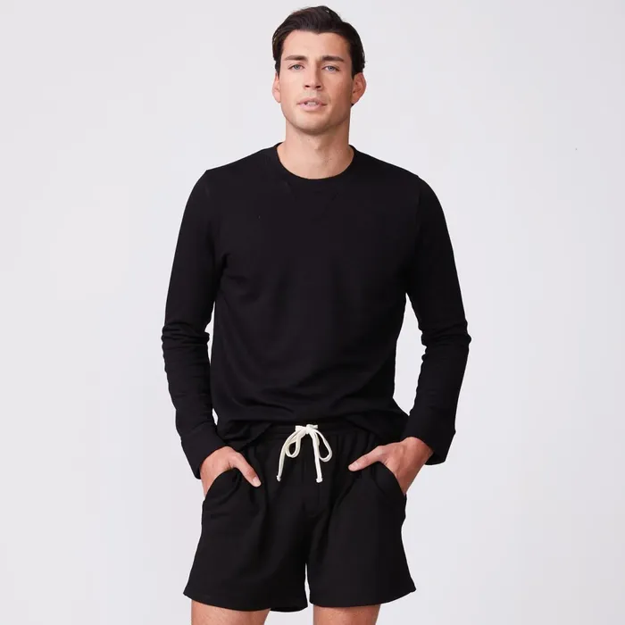 Men Classics MONROW Supersoft Fleece Crew Neck Sweatshirt Black