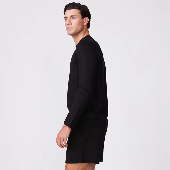 Men Classics MONROW Supersoft Fleece Crew Neck Sweatshirt Black