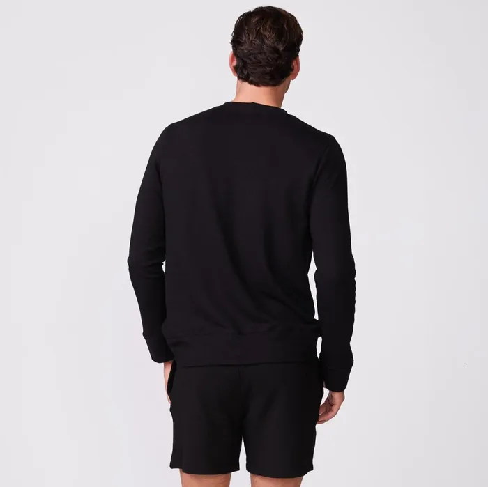 Men Classics MONROW Supersoft Fleece Crew Neck Sweatshirt Black
