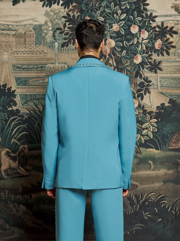 Men Clover Studded Blazer Cerulean Blue Sister Jane Jackets
