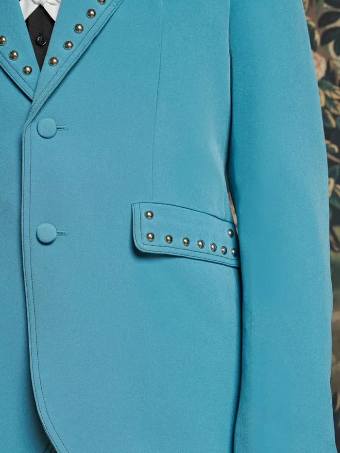 Men Clover Studded Blazer Cerulean Blue Sister Jane Jackets