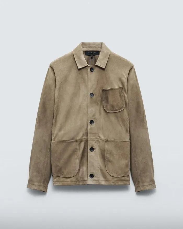 Men Coats 038 Jackets Rag 038 Bone Evan Suede Chore Jacket Ocean Grey