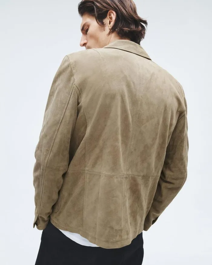 Men Coats 038 Jackets Rag 038 Bone Evan Suede Chore Jacket Ocean Grey