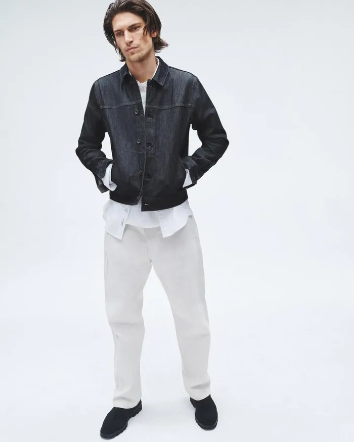 Men Coats 038 Jackets Rag 038 Bone Owen Denim Trucker Jacket Raw Indigo
