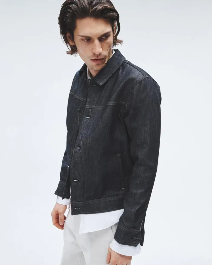 Men Coats 038 Jackets Rag 038 Bone Owen Denim Trucker Jacket Raw Indigo