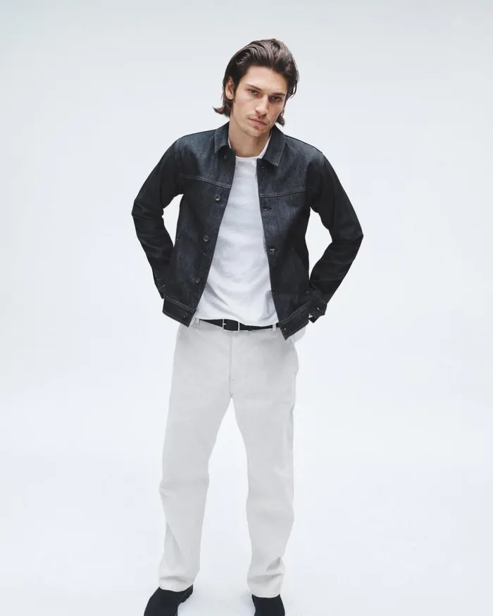Men Coats 038 Jackets Rag 038 Bone Owen Denim Trucker Jacket Raw Indigo