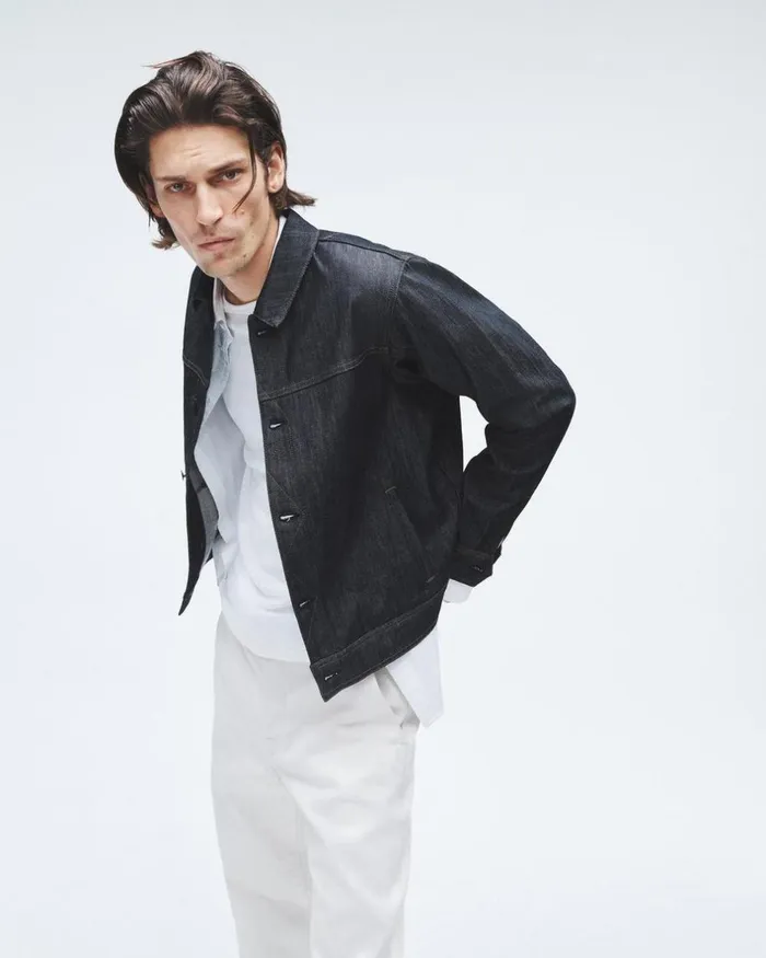 Men Coats 038 Jackets Rag 038 Bone Owen Denim Trucker Jacket Raw Indigo