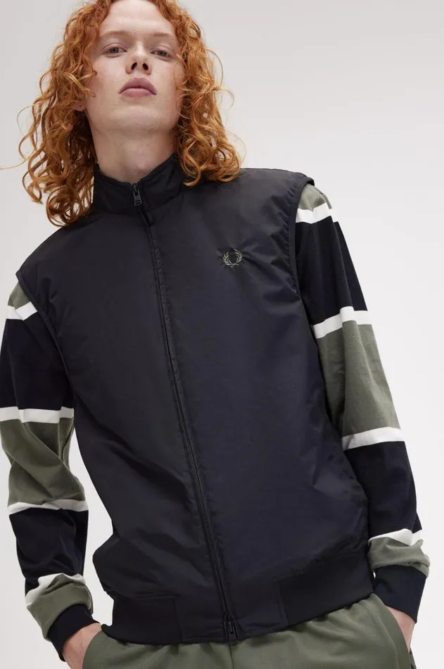 Men Coats and Jackets Fred Perry Brentham Gilet Black
