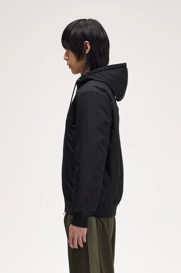 Men Coats and Jackets Fred Perry Hooded Brentham Jacket Black