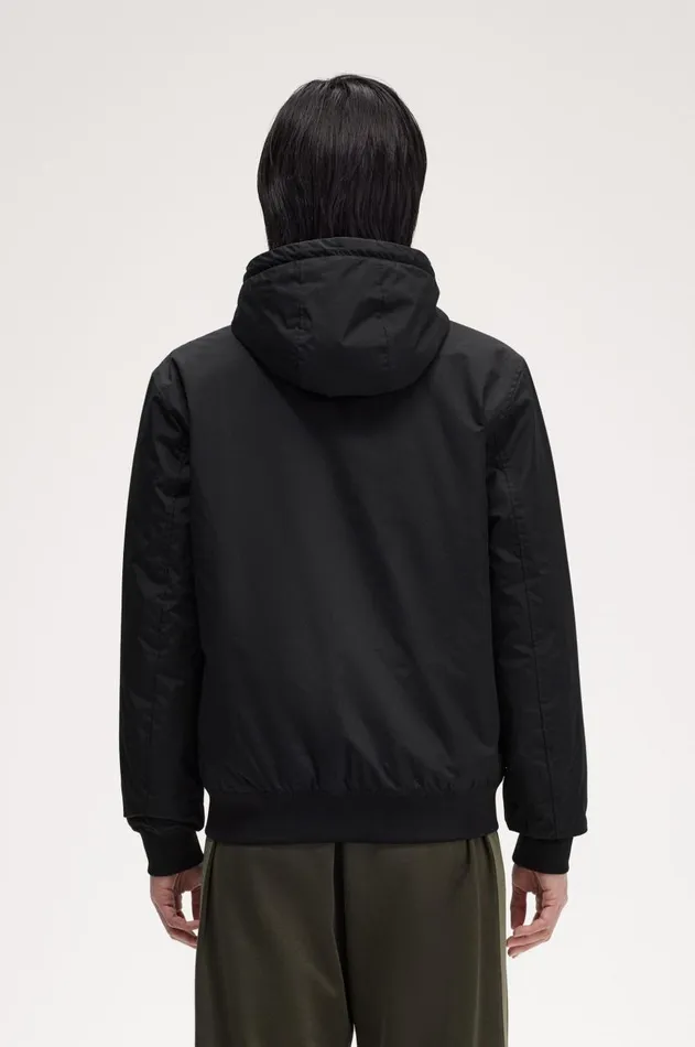 Men Coats and Jackets Fred Perry Hooded Brentham Jacket Black