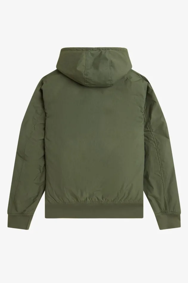 Men Coats and Jackets Fred Perry Hooded Brentham Jacket Laurel Wreath Green