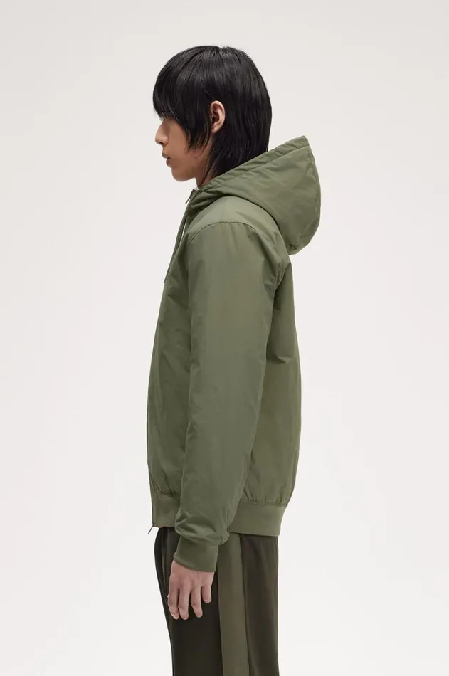 Men Coats and Jackets Fred Perry Hooded Brentham Jacket Laurel Wreath Green