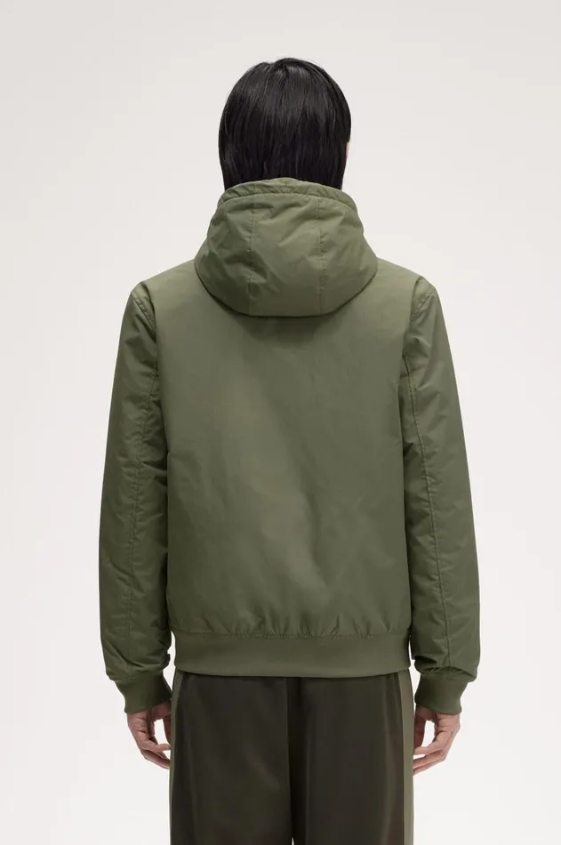 Men Coats and Jackets Fred Perry Hooded Brentham Jacket Laurel Wreath Green
