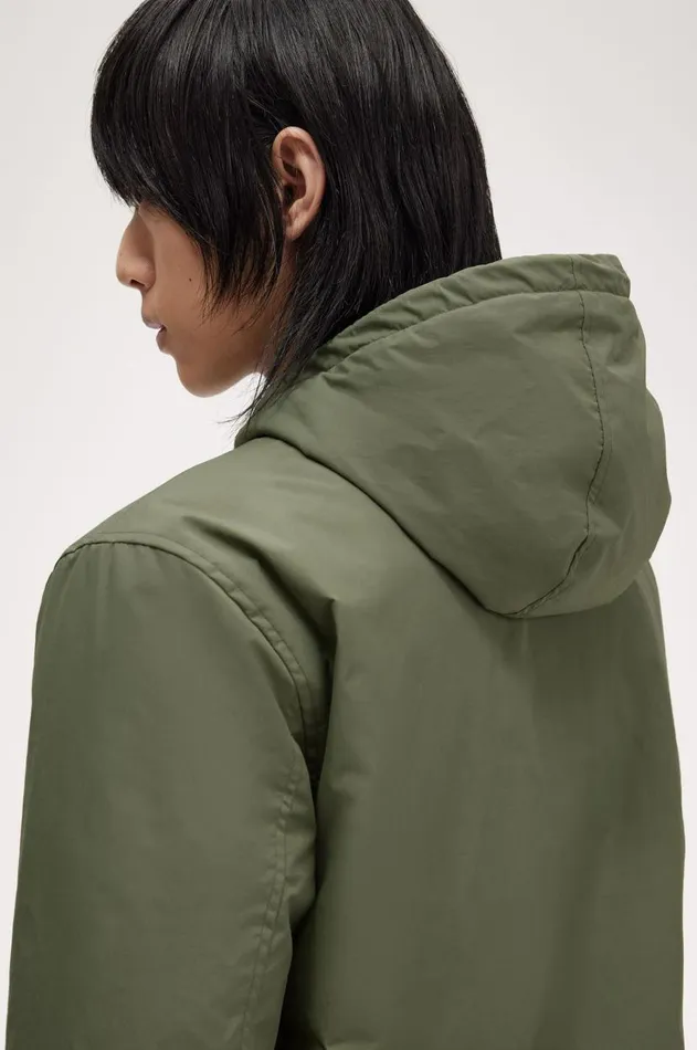 Men Coats and Jackets Fred Perry Hooded Brentham Jacket Laurel Wreath Green