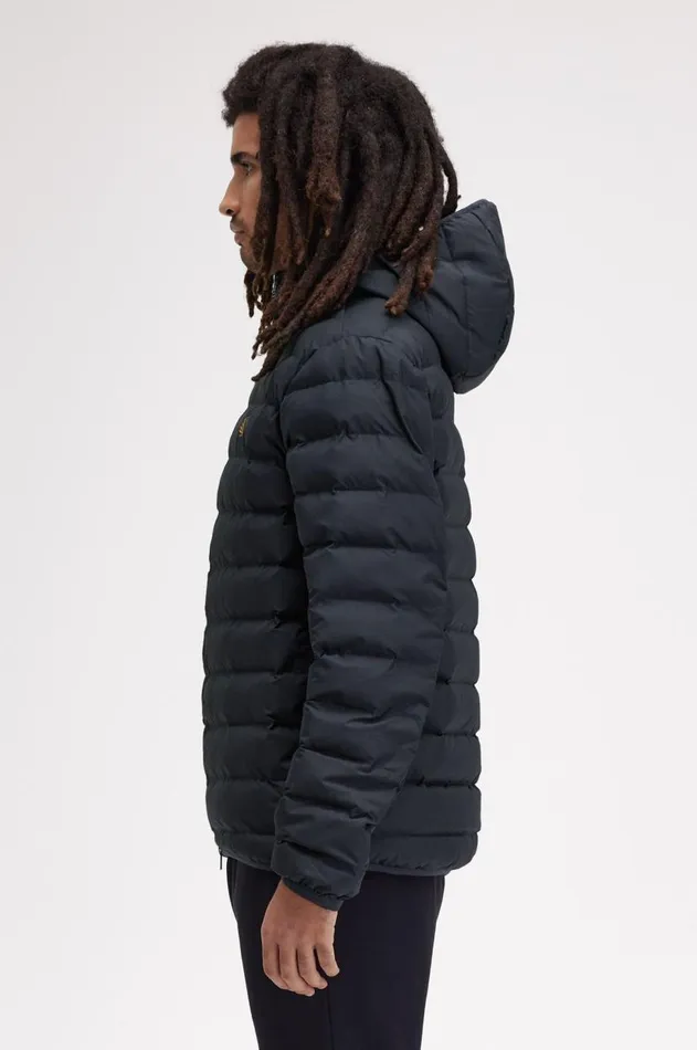 Men Coats and Jackets Fred Perry Hooded Insulated Jacket Navy