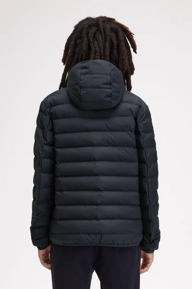 Men Coats and Jackets Fred Perry Hooded Insulated Jacket Navy