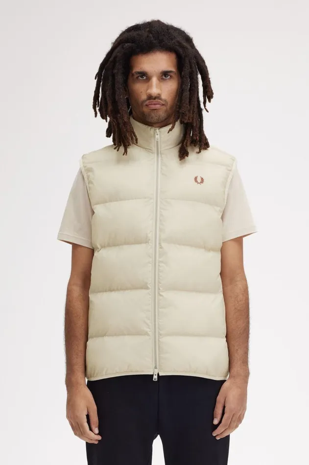 Men Coats and Jackets Fred Perry Insulated Gilet Oatmeal