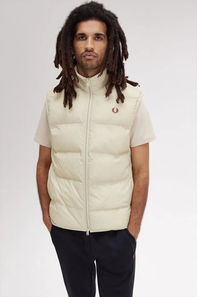 Men Coats and Jackets Fred Perry Insulated Gilet Oatmeal