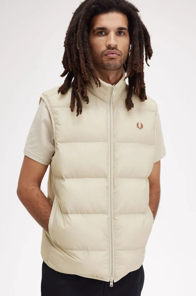 Men Coats and Jackets Fred Perry Insulated Gilet Oatmeal