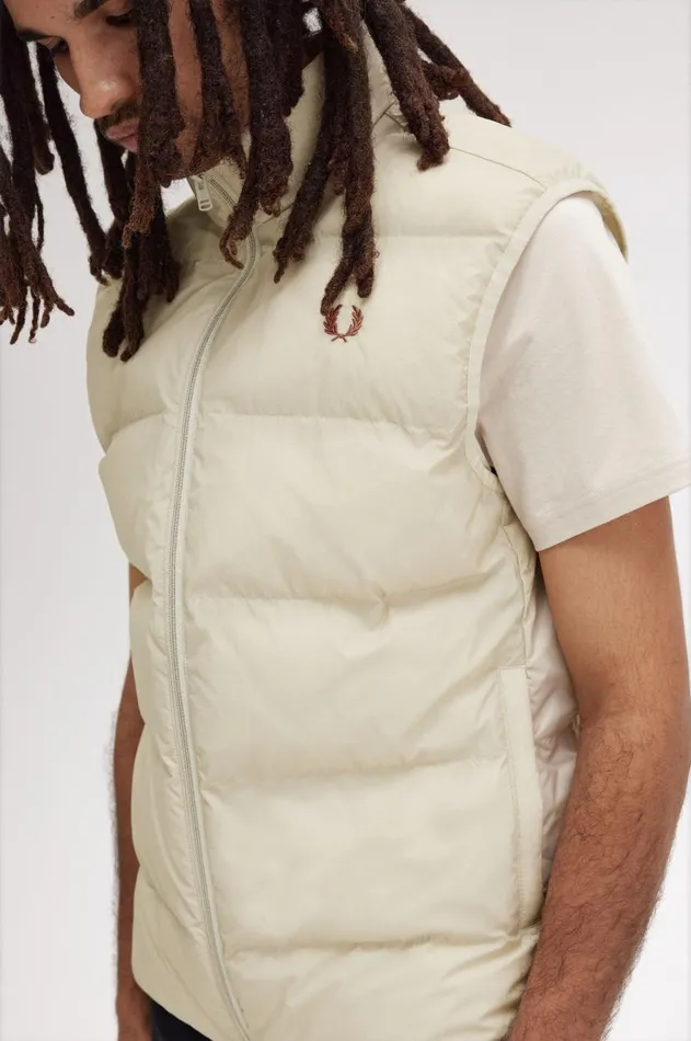 Men Coats and Jackets Fred Perry Insulated Gilet Oatmeal