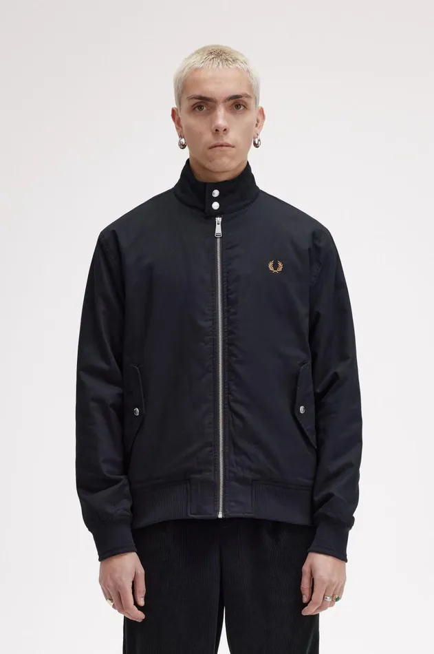 Men Coats and Jackets Fred Perry Padded Harrington Jacket Black