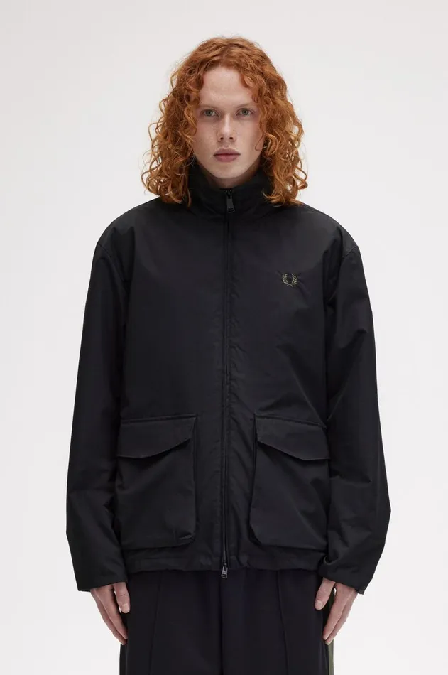Men Coats and Jackets Fred Perry Patch Pocket Sports Jacket Black