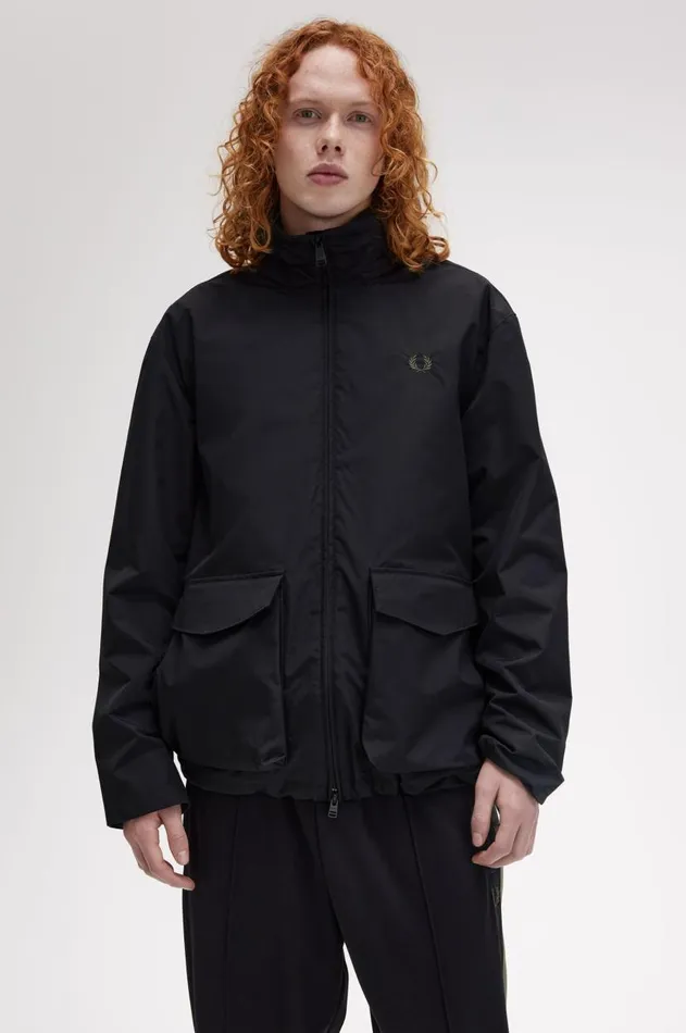 Men Coats and Jackets Fred Perry Patch Pocket Sports Jacket Black