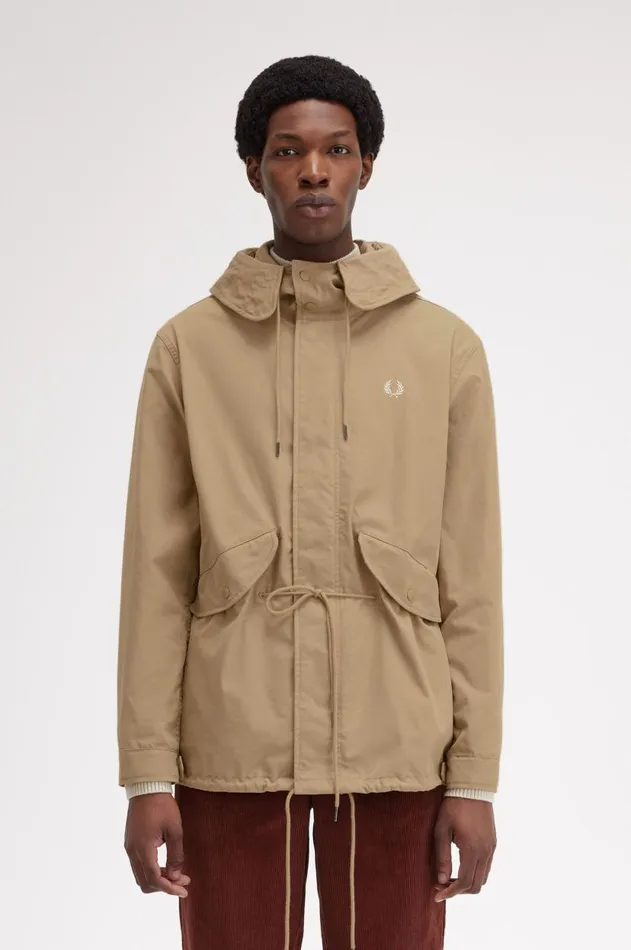 Men Coats and Jackets Fred Perry Short Parka Warm Stone
