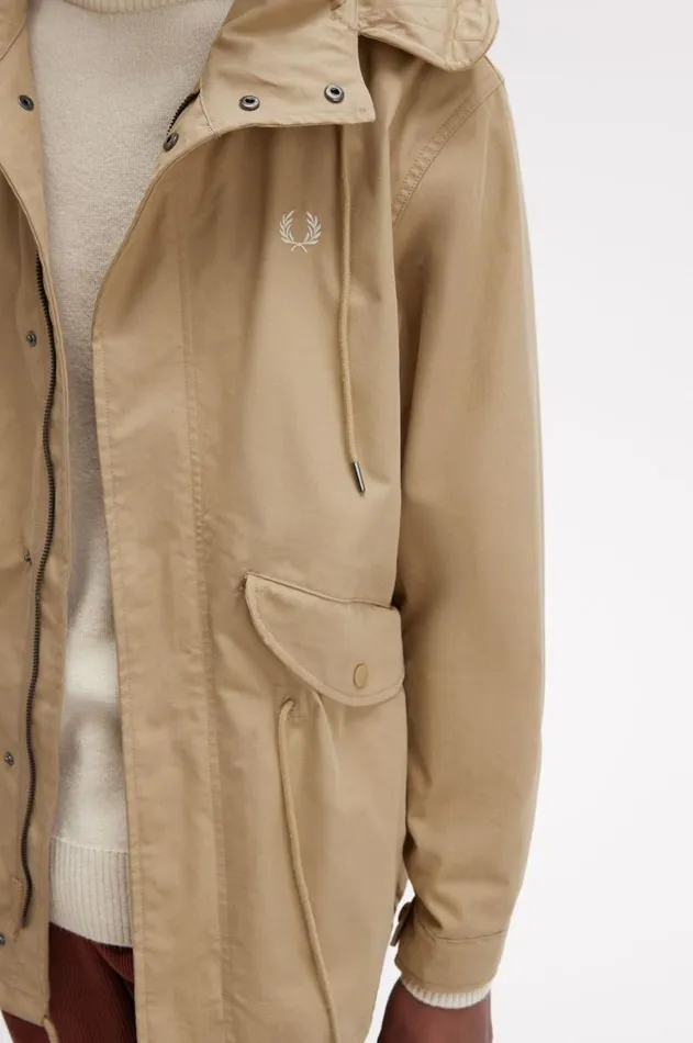 Men Coats and Jackets Fred Perry Short Parka Warm Stone