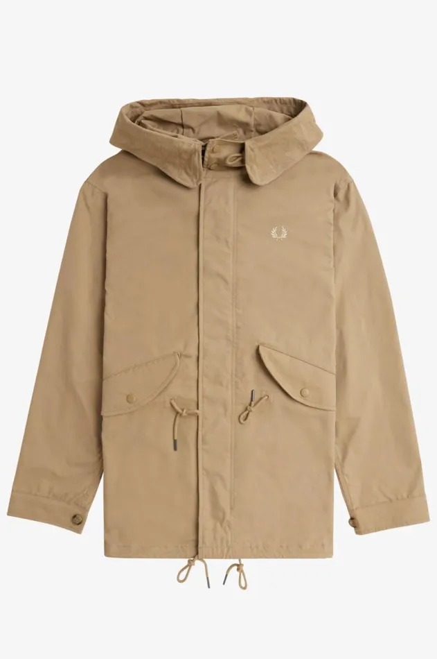 Men Coats and Jackets Fred Perry Short Parka Warm Stone