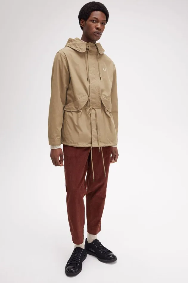 Men Coats and Jackets Fred Perry Short Parka Warm Stone
