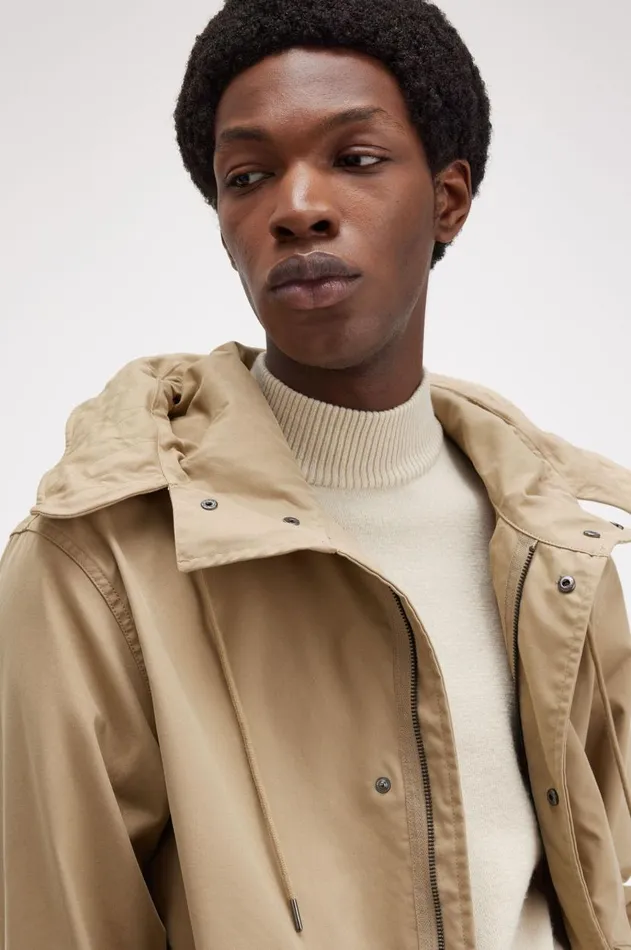 Men Coats and Jackets Fred Perry Short Parka Warm Stone