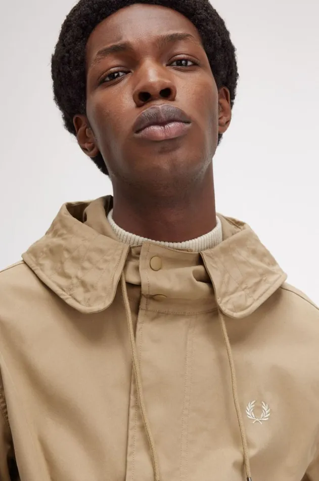 Men Coats and Jackets Fred Perry Short Parka Warm Stone
