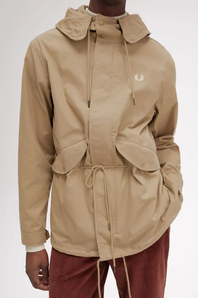 Men Coats and Jackets Fred Perry Short Parka Warm Stone