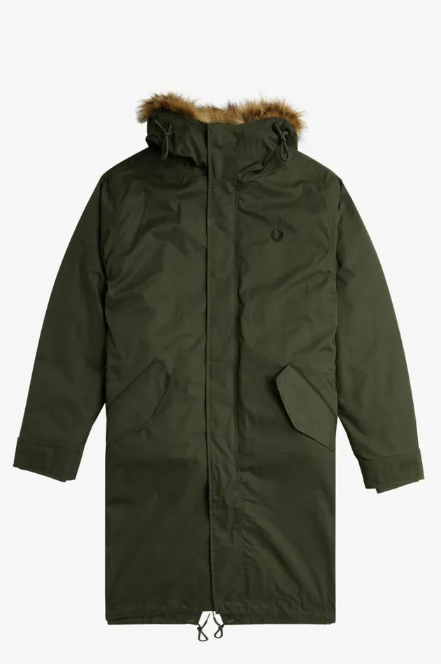 Men Coats and Jackets Fred Perry ZipIn Liner Parka Hunting Green