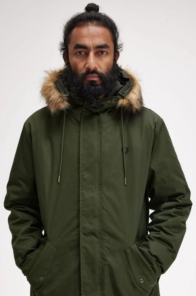 Men Coats and Jackets Fred Perry ZipIn Liner Parka Hunting Green