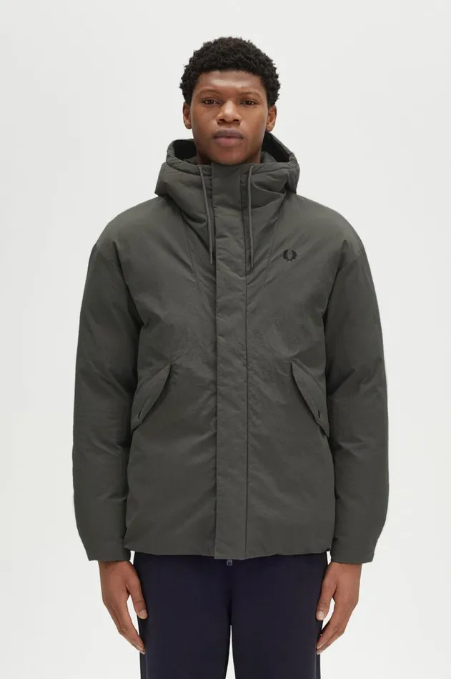 Men Coats and Jackets Fred Perry Zip Through Padded Jacket Field Green