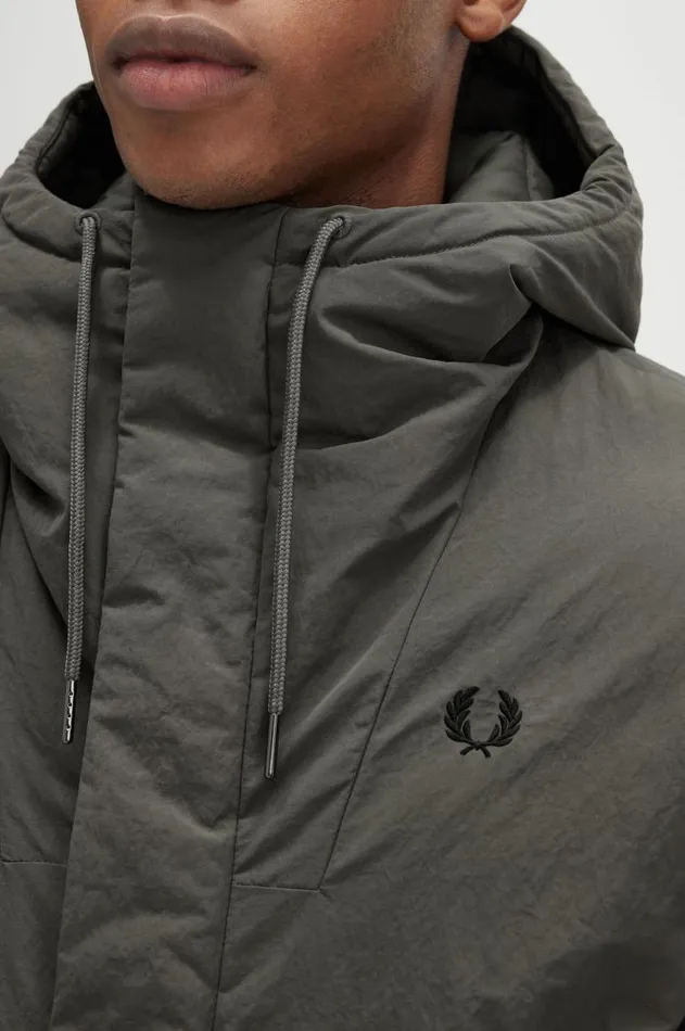 Men Coats and Jackets Fred Perry Zip Through Padded Jacket Field Green