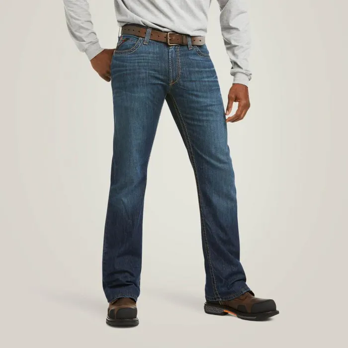 Men Denim Ariat FR M4 Relaxed Stretch DuraLight Jett Boot Cut Jean Airway